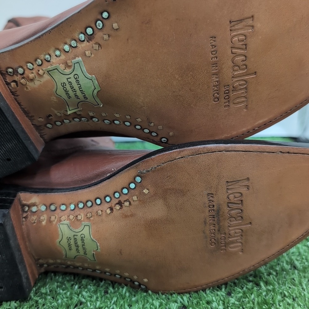 VTG Mezcalero Slouch Style Brown Boots Men's 9.5 - 27 1/2 EE Leather Mexican New - Picture 11 of 14